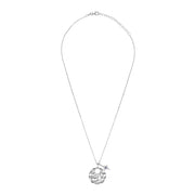 Star glow crystal disc necklace in silver with a crystal star charm in .925 sterling silver