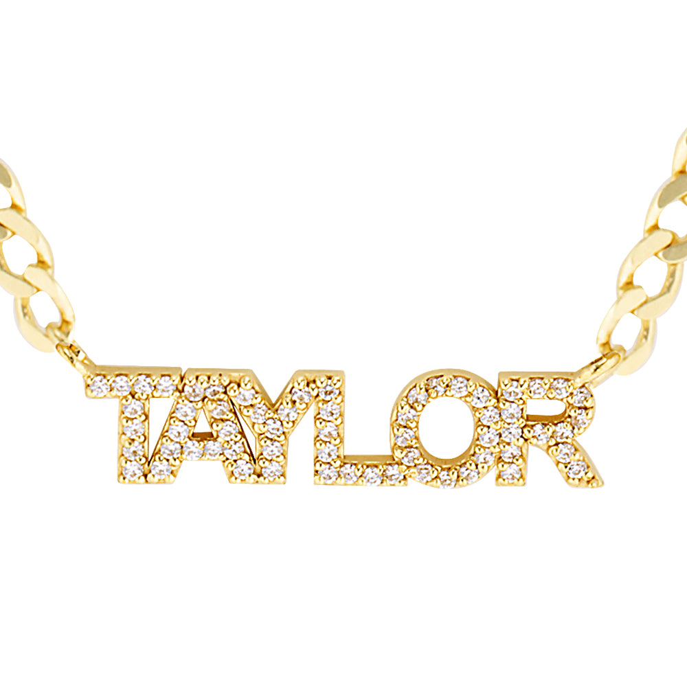 Crystal Mini Block Name Necklace
