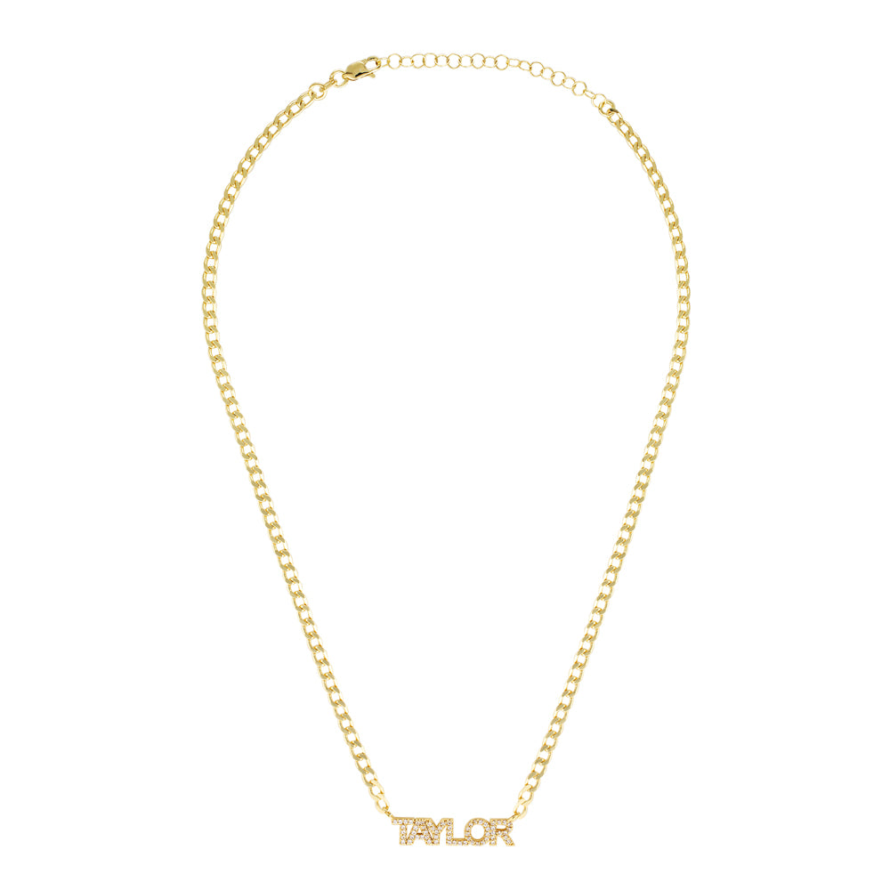 Crystal Mini Block Name Necklace