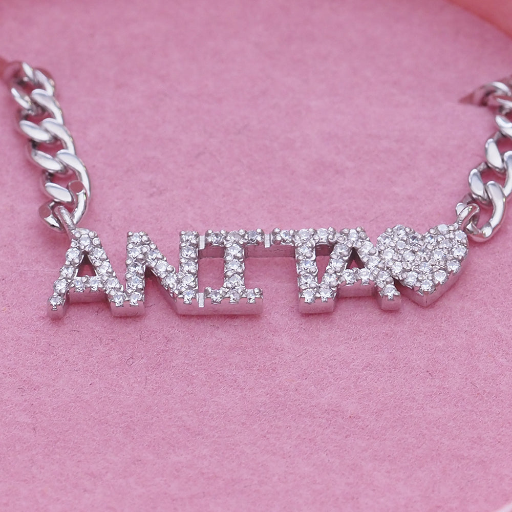 Crystal Mini Block Name Necklace