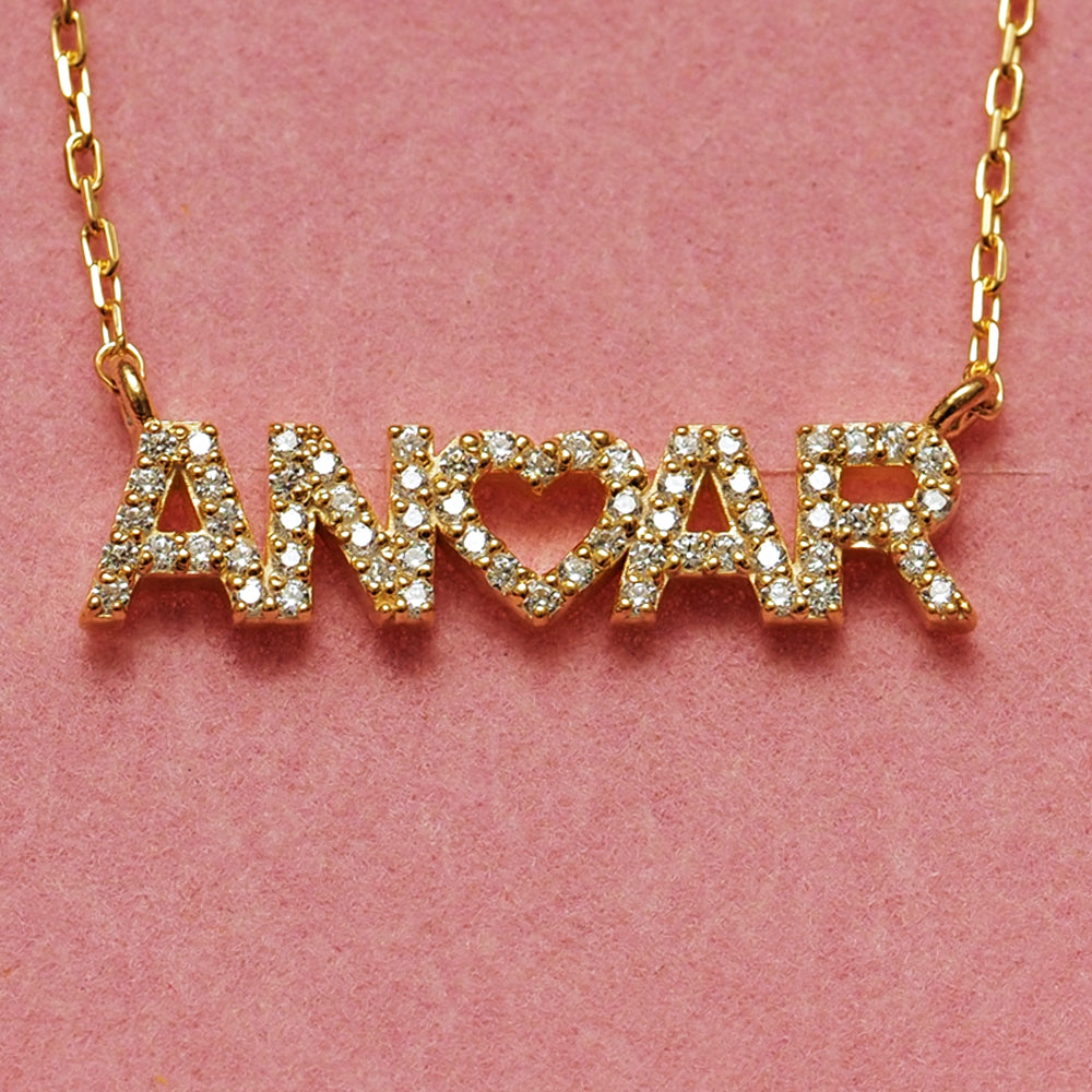 Crystal Mini Block Name Necklace