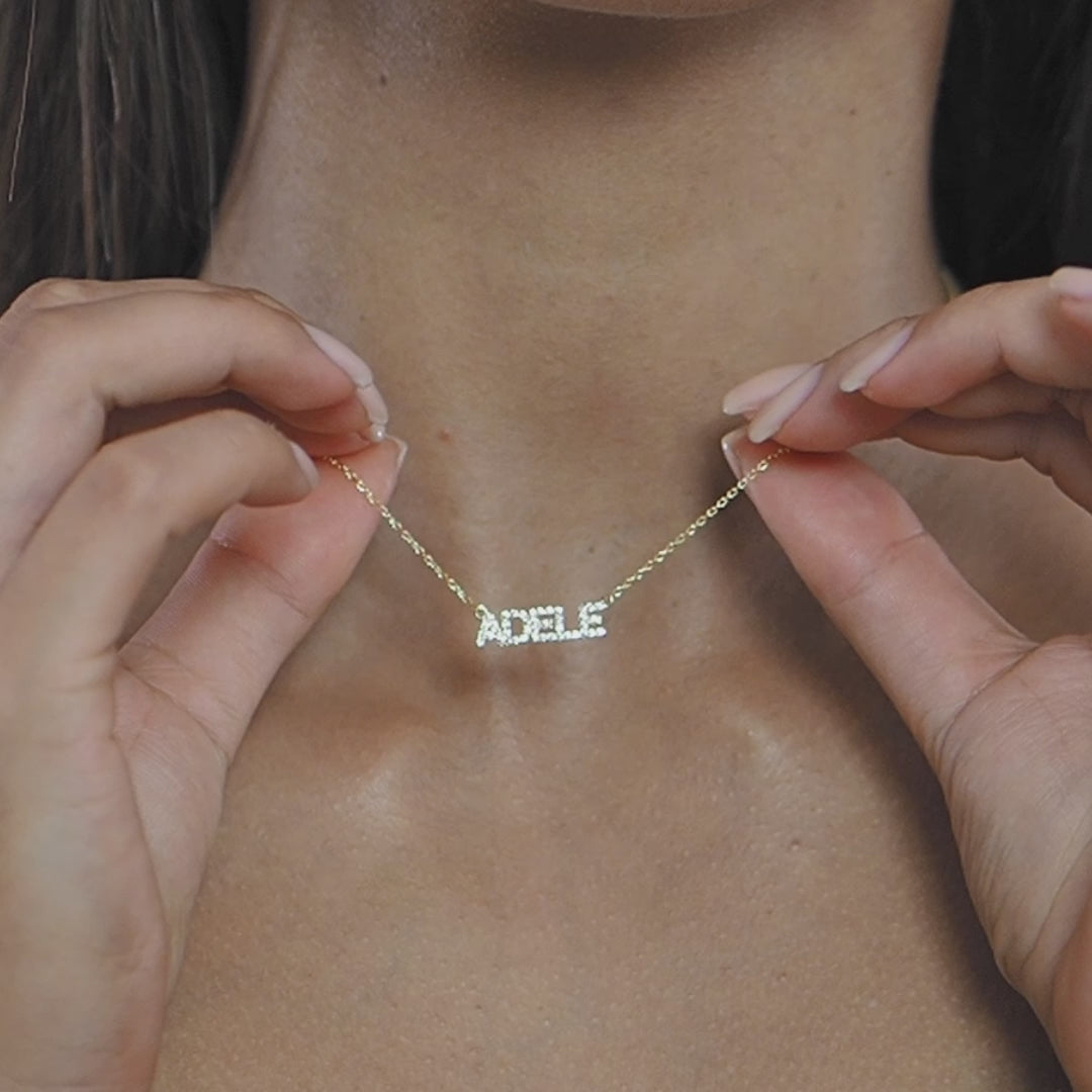 Crystal Mini Block Name Necklace