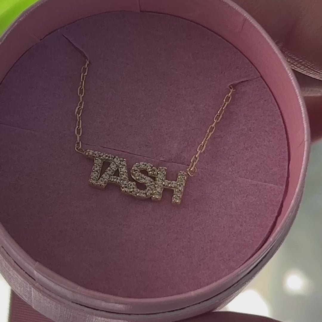 Crystal Mini Block Name Necklace