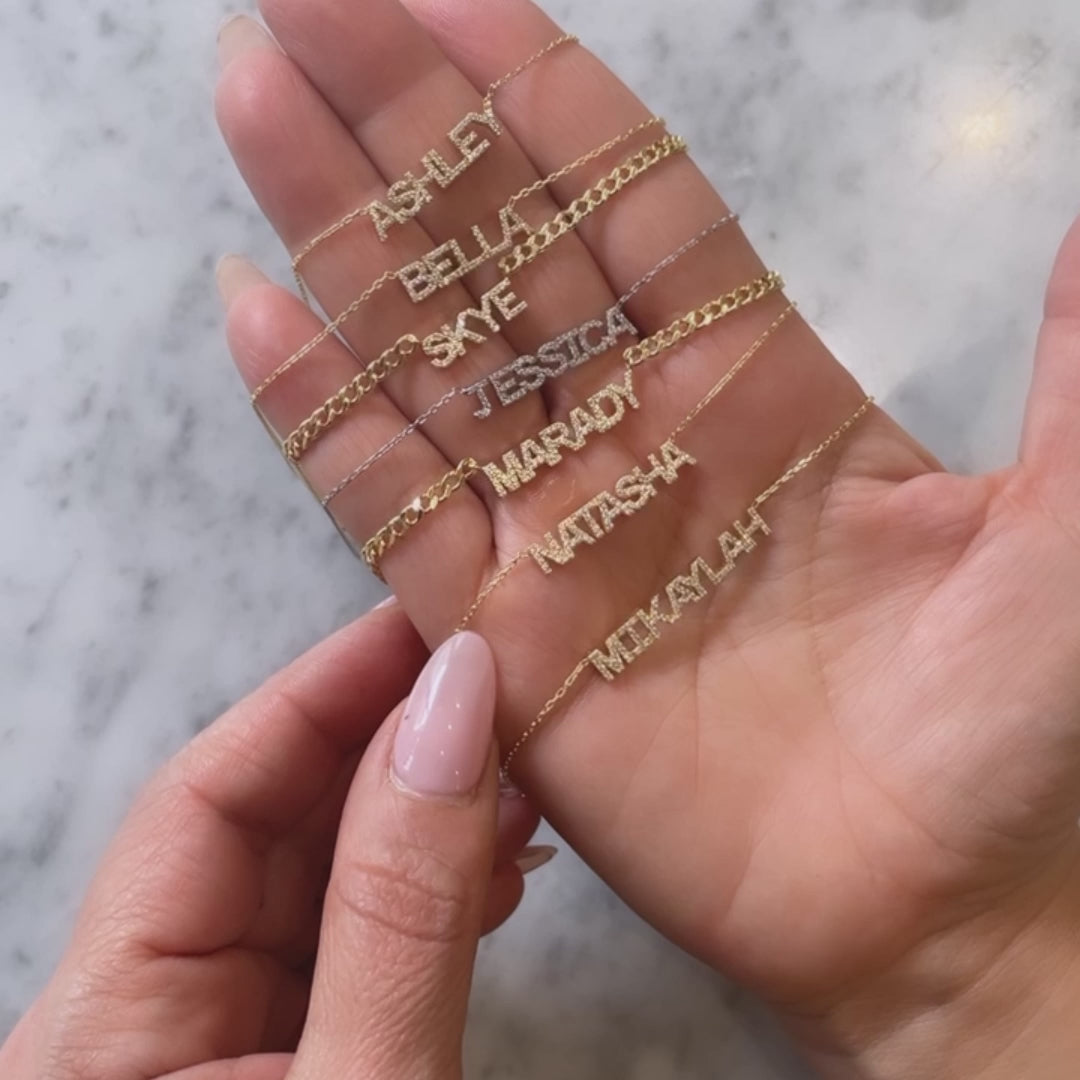 Crystal Mini Block Name Necklace
