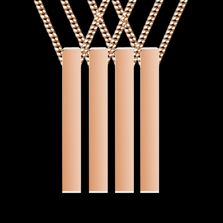 Four sided Rose Gold Bar Necklace