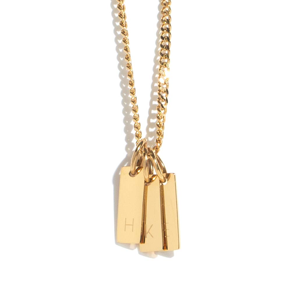 Engravable Tag Necklace on Curb Chain (GOLD)