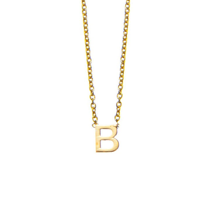 B Initial necklace in gold