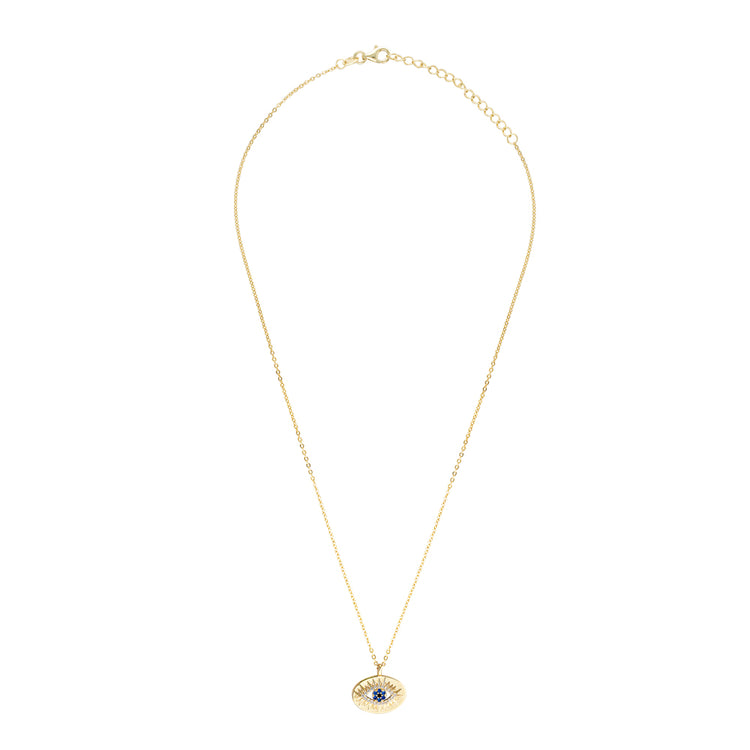 evileye protection necklace in gold, crystal evil eye necklace in gold, sterling silver necklace in 18kt gold plated.