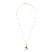 Evil eye triangle gold necklace, protection eye necklace in silver with 18kt gold plated gold eye pendant necklace