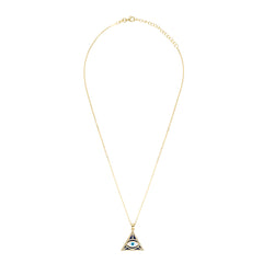 Evil eye triangle gold necklace, protection eye necklace in silver with 18kt gold plated gold eye pendant necklace