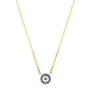 Gold Evil Eye necklace, sterling silver base metal with gold plating
