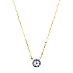 Gold Evil Eye necklace, sterling silver base metal with gold plating