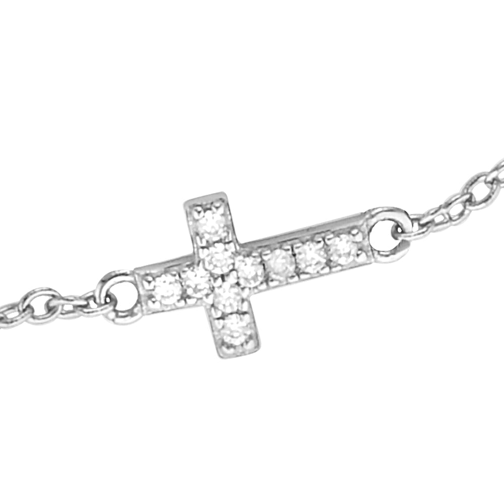 sterling silver evil eye and cross bracelet details