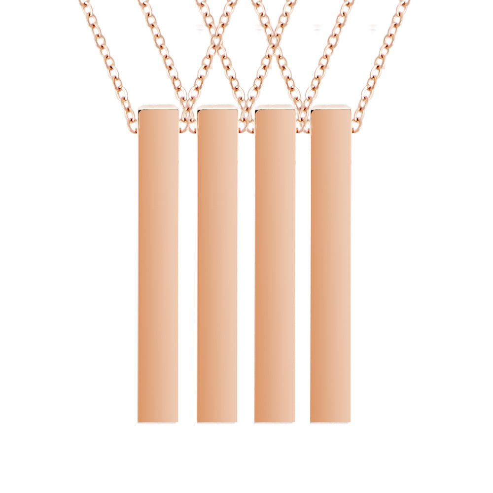 Rose Gold - Engraved bar necklace - Outlet