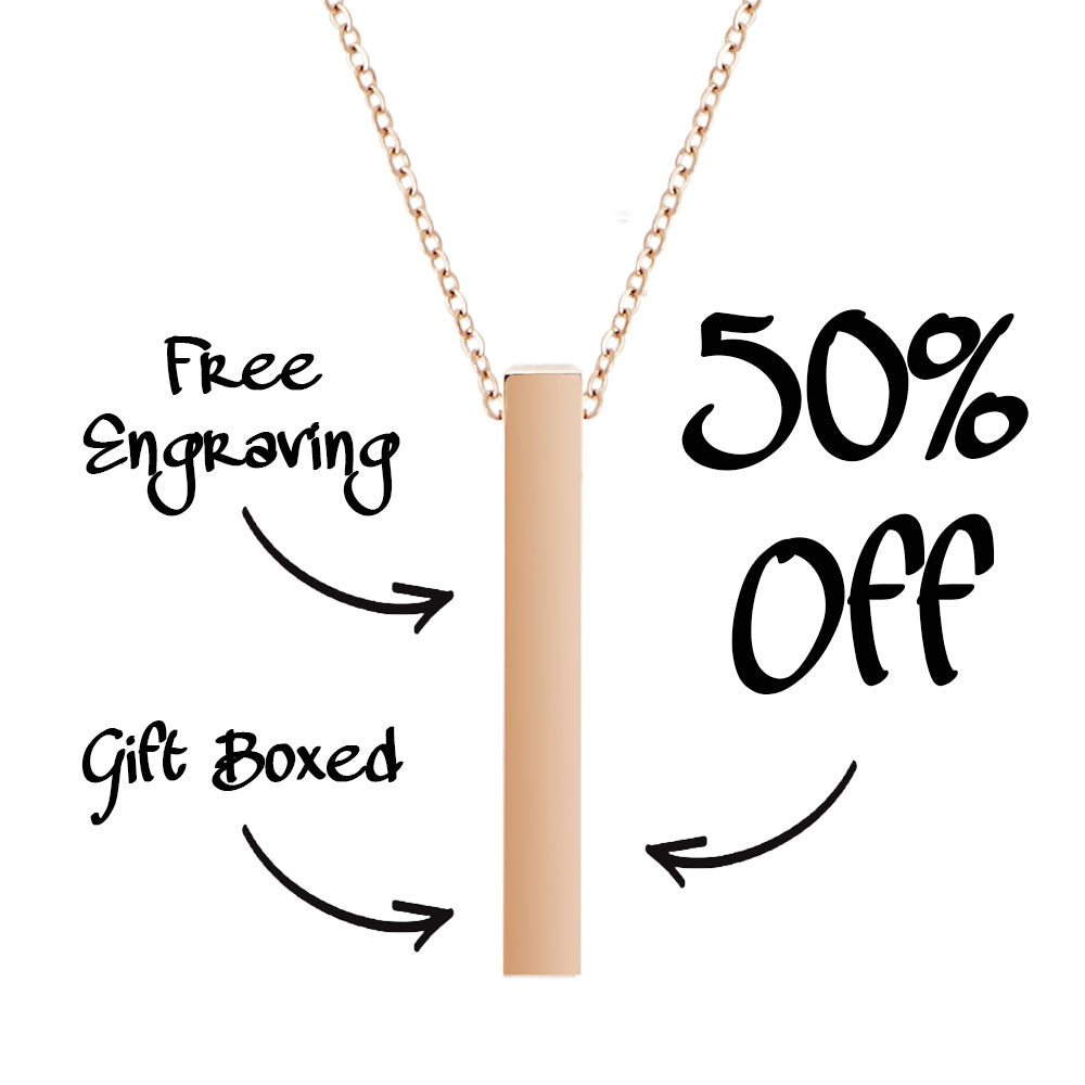 Rose Gold - Engraved bar necklace - Outlet