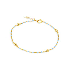 Blue enamel and gold beaded detail bracelet