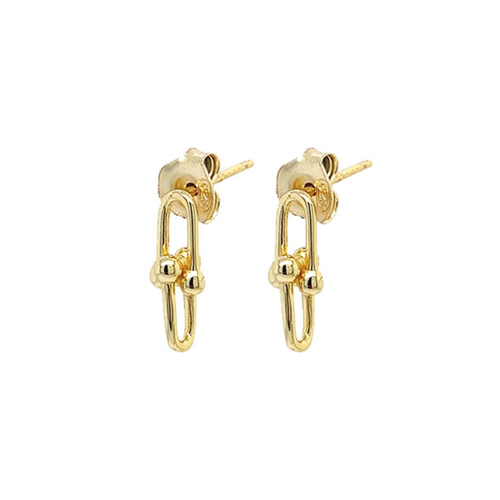 Gold double link earrings