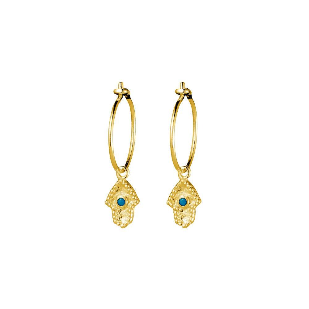 hamsa charm hoop earrings gold