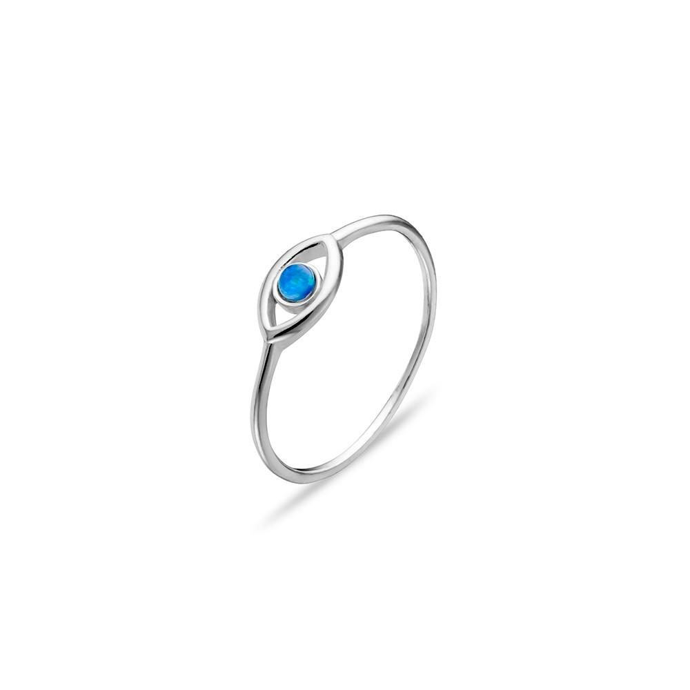 evil eye ring, sterling silver evil eye ring, opalite evil eye ring,