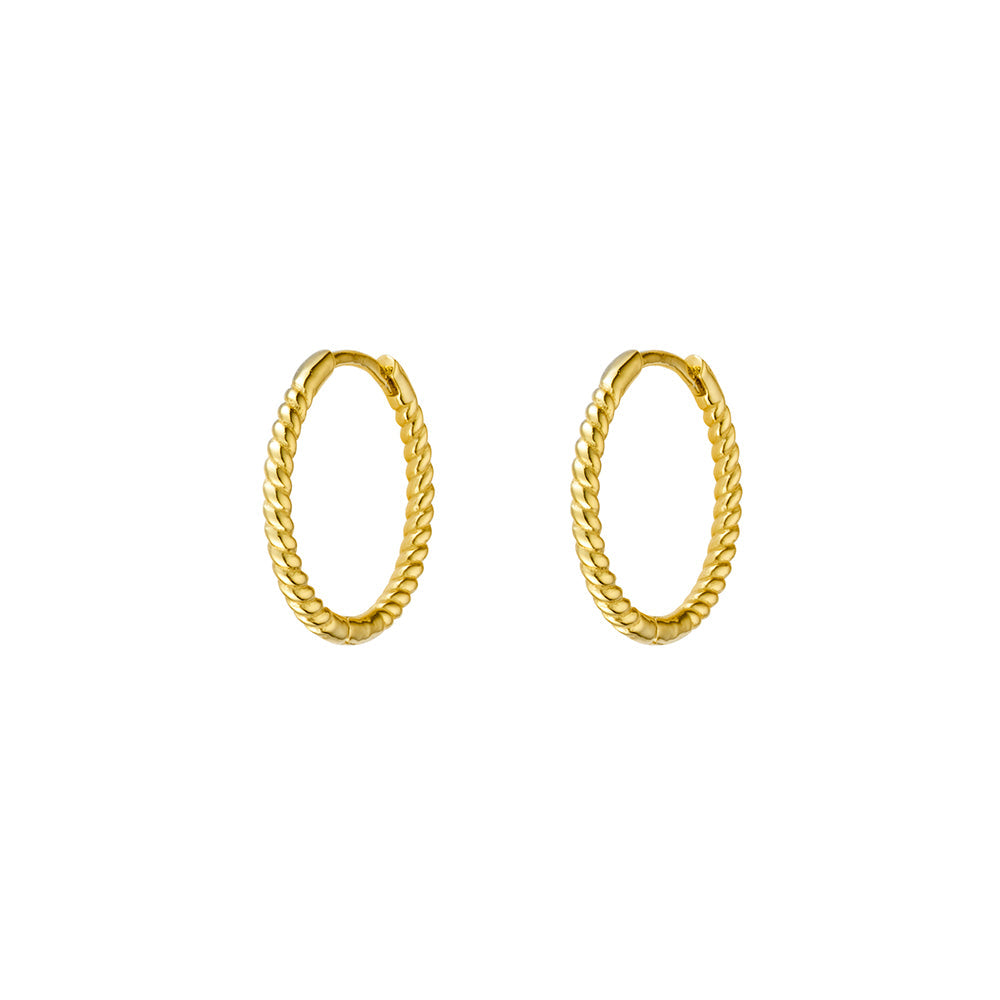 gold textured hoops 13mm