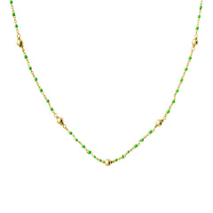 Green and gold enamel short necklace