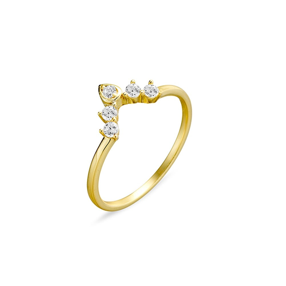 GOLD CZ CRYSTAL ARCH RING