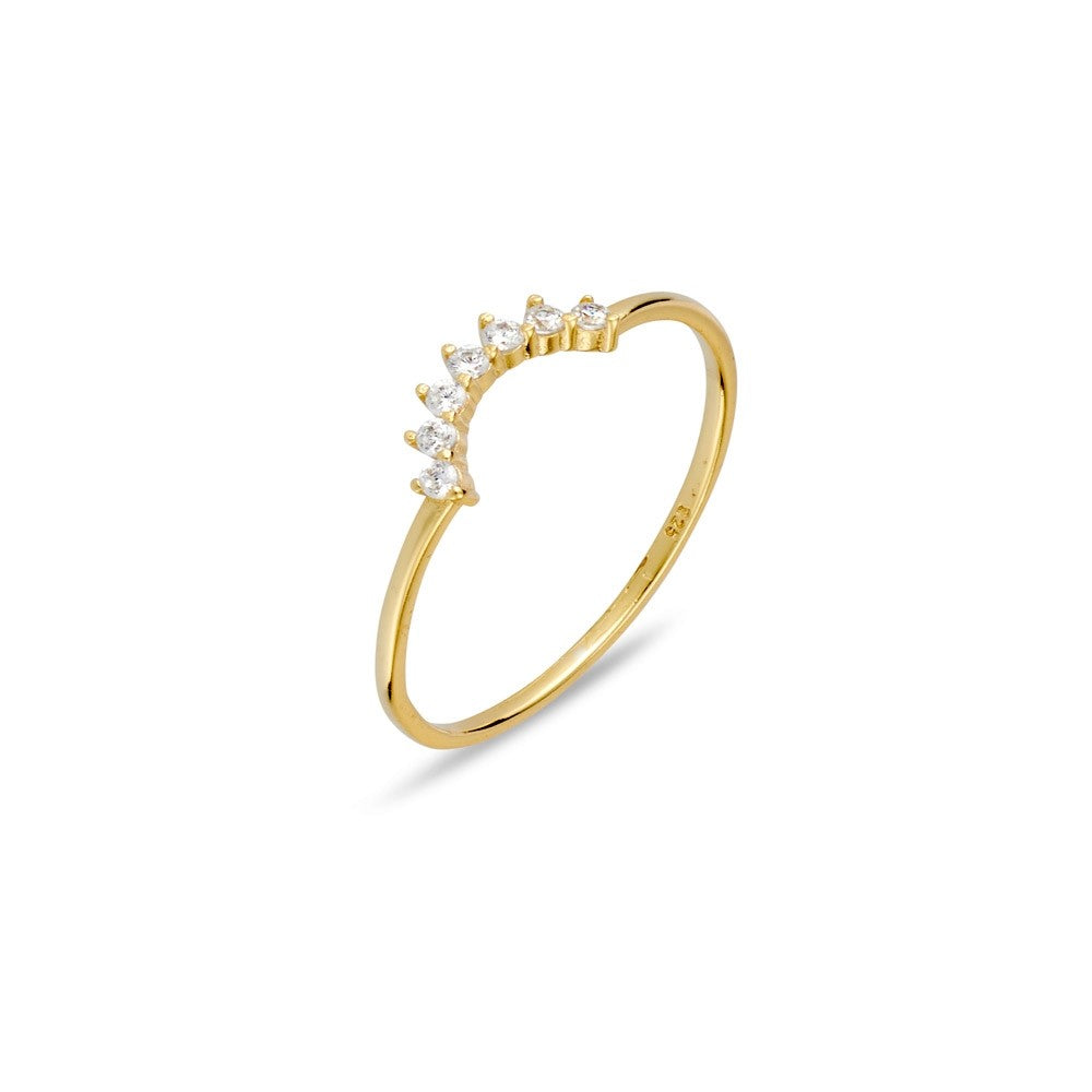 Tiny arch cz gold ring