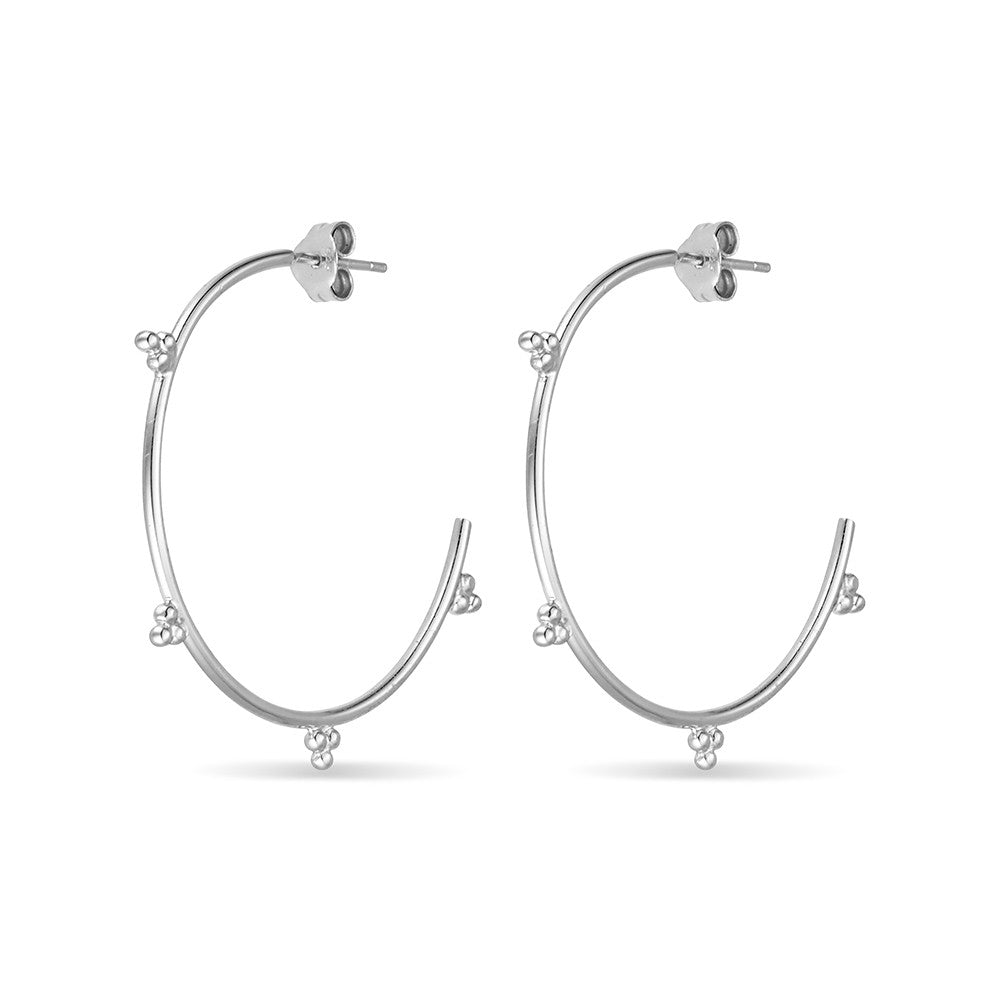 SILVER BALL FEATURE HOOP EARRINGS