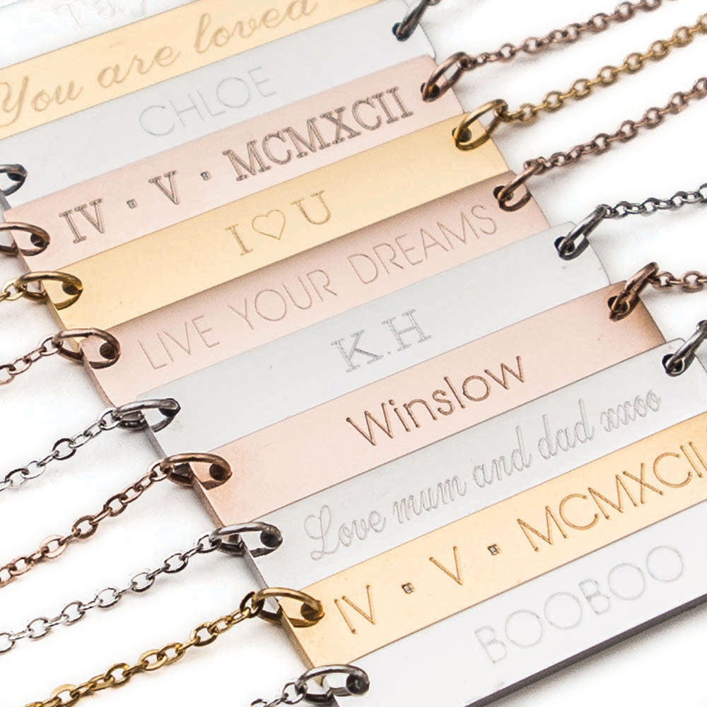 Personalised jewellery for personalised gifts, engraved jewellery