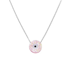 Pink evil eye opalite necklace