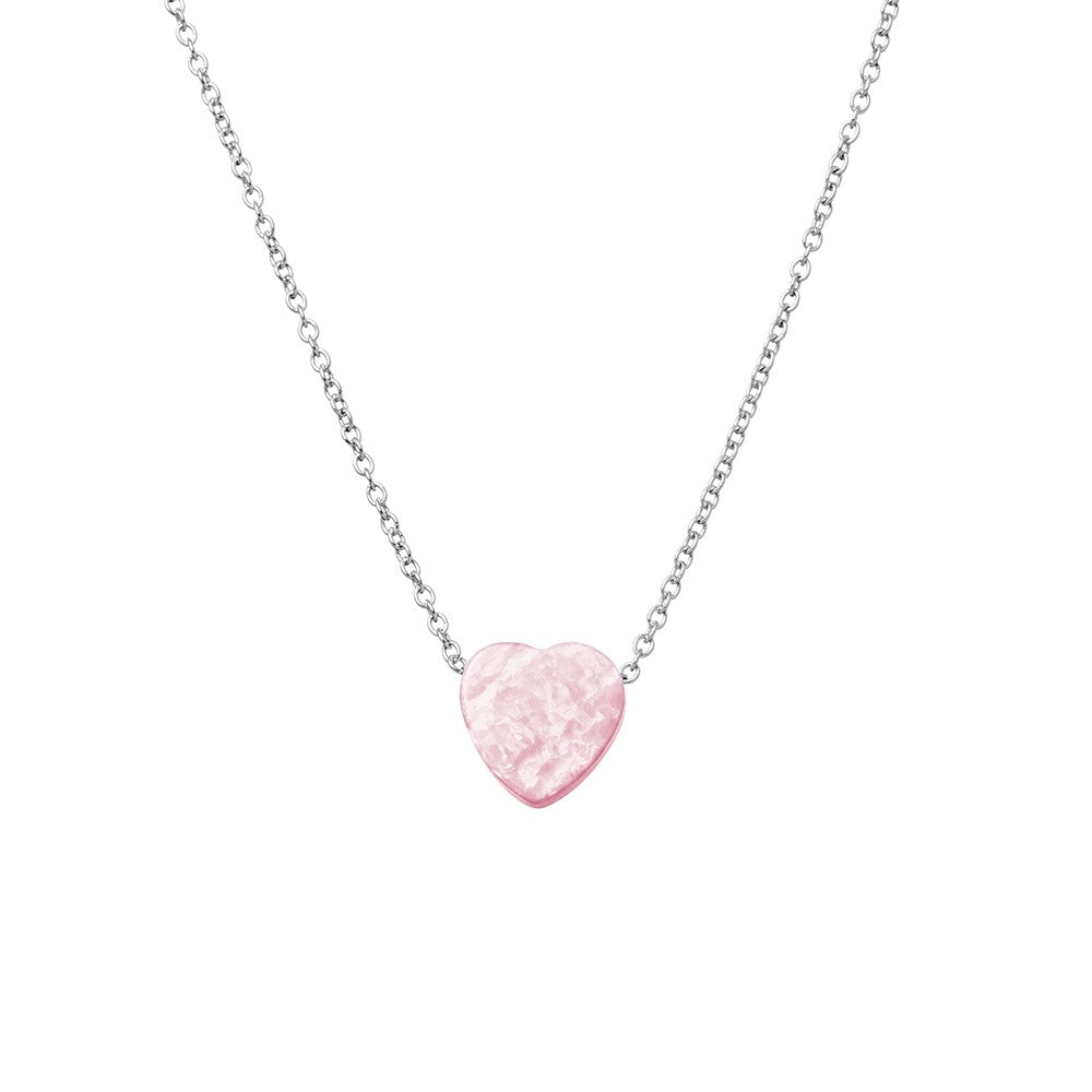 Pink heart opalite necklace