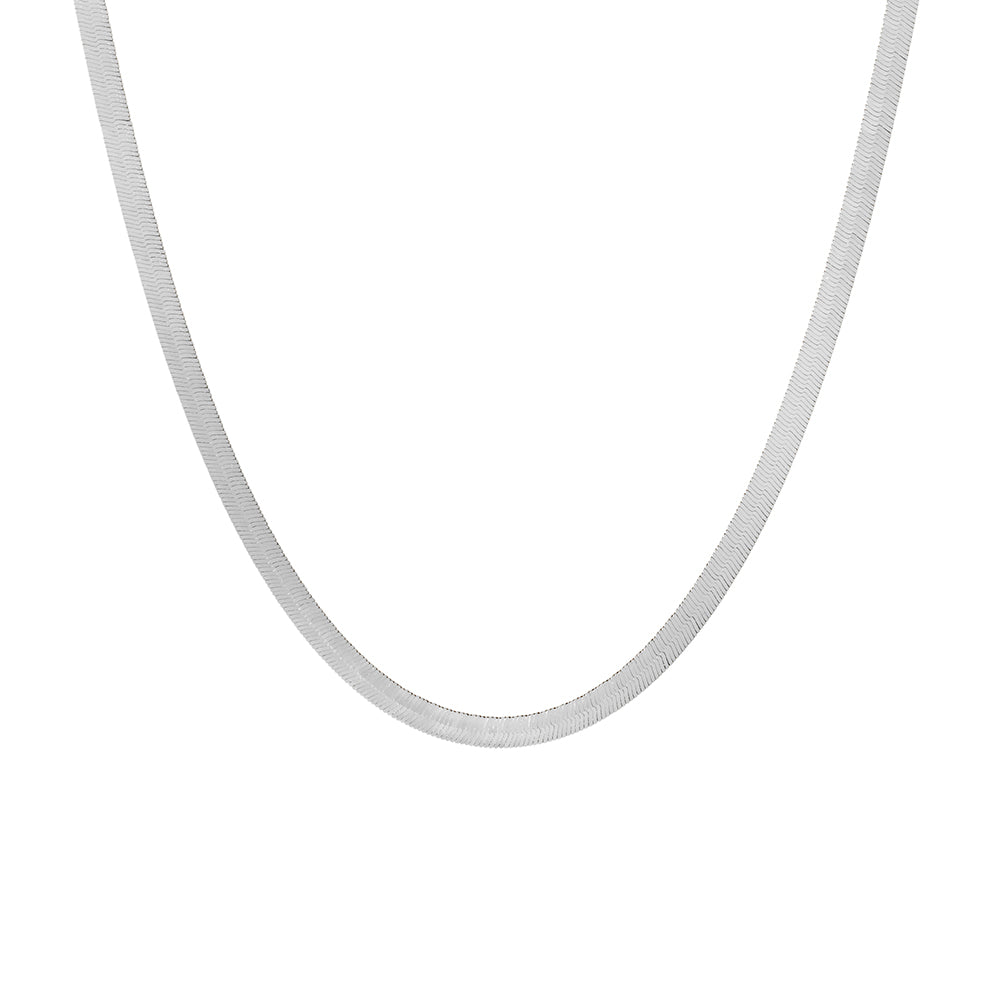 silver flat snake herringbone chain