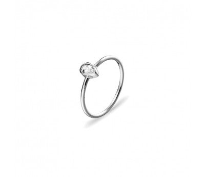 teardrop cz silver ring