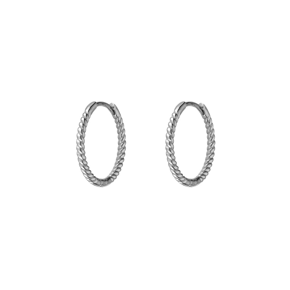 Silver textured hoops 13mm