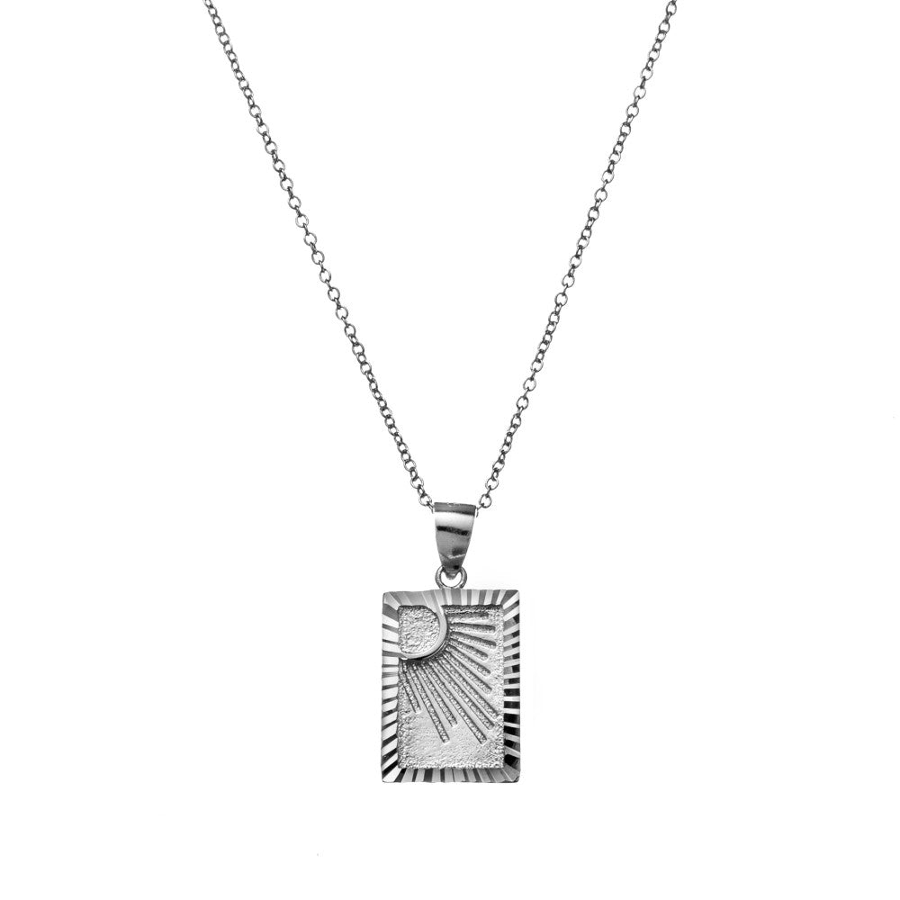 Sunburst pendant silver necklace