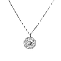 Zodiac wheel disc necklace