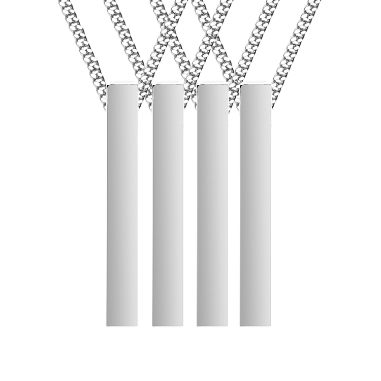 Four sided Silver Bar Necklace