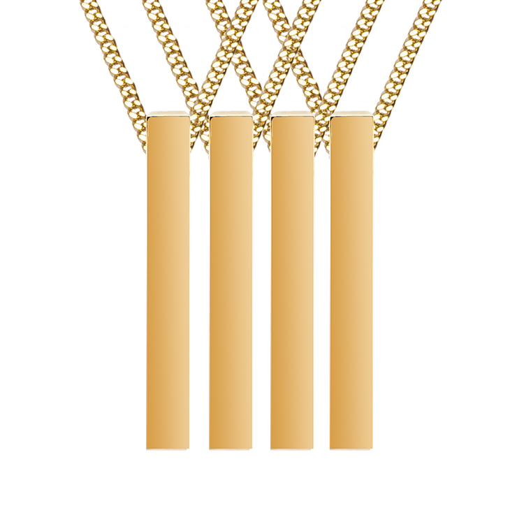 Four sided Gold Bar Necklace