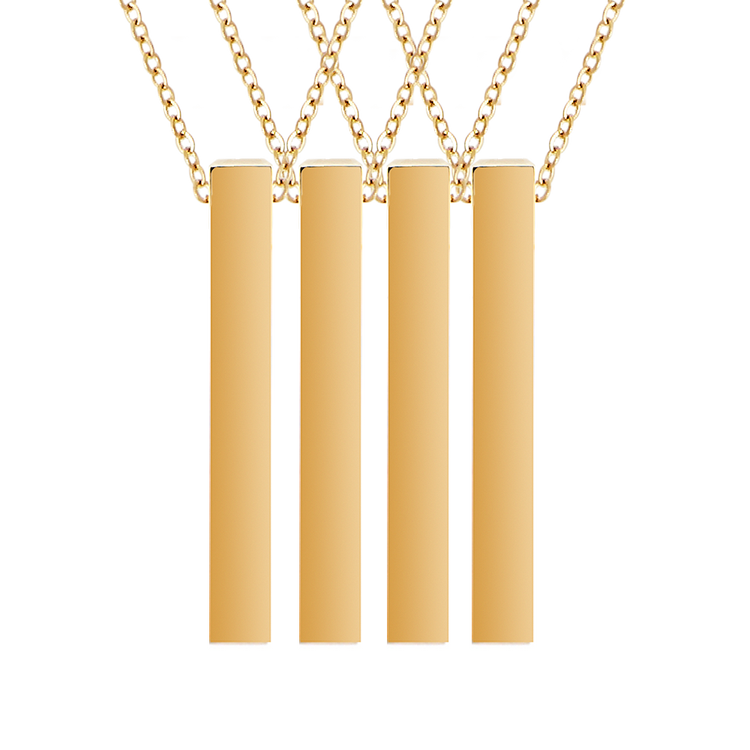 Four sided Gold Engravable Bar Necklace