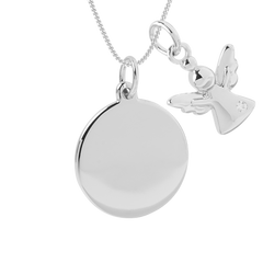 engravable disc necklace angel pendant