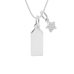 Engravable Tag Necklace with star pendant