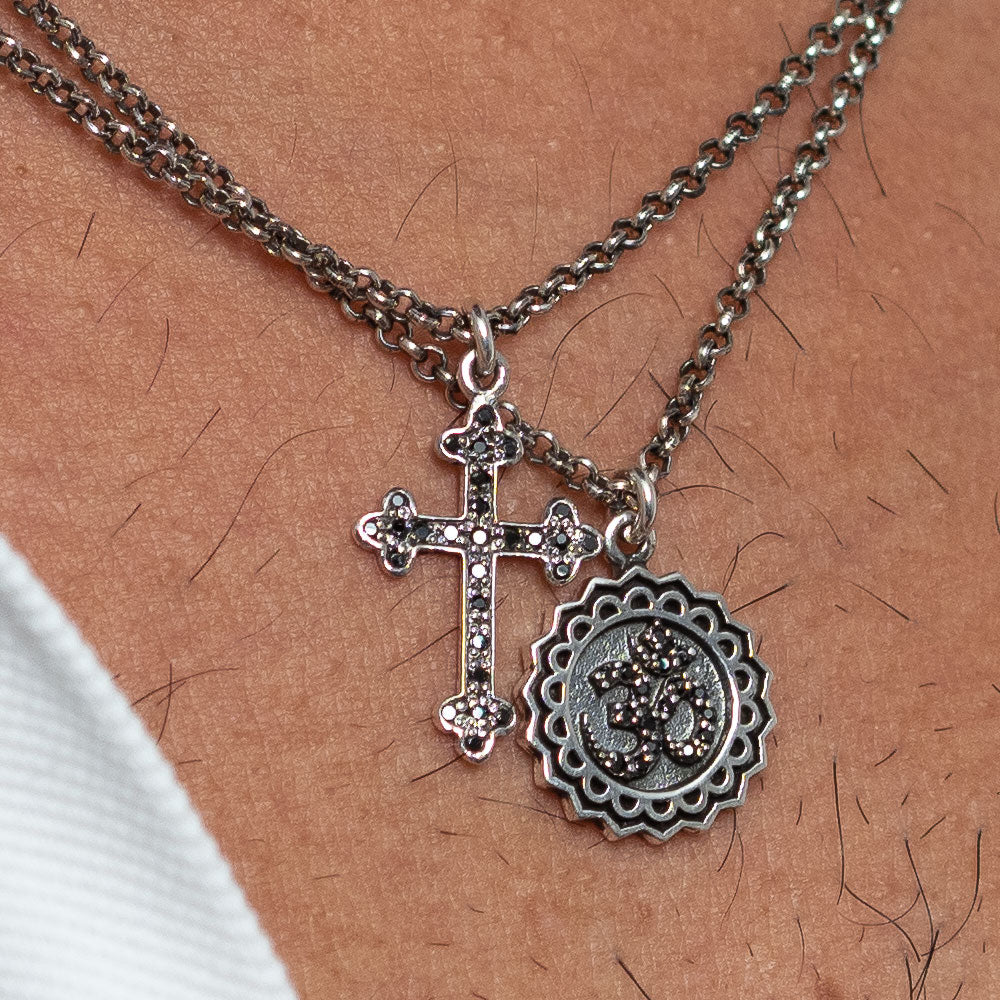 om necklace with cross necklace