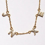 Crystal 4 letter necklace in gold