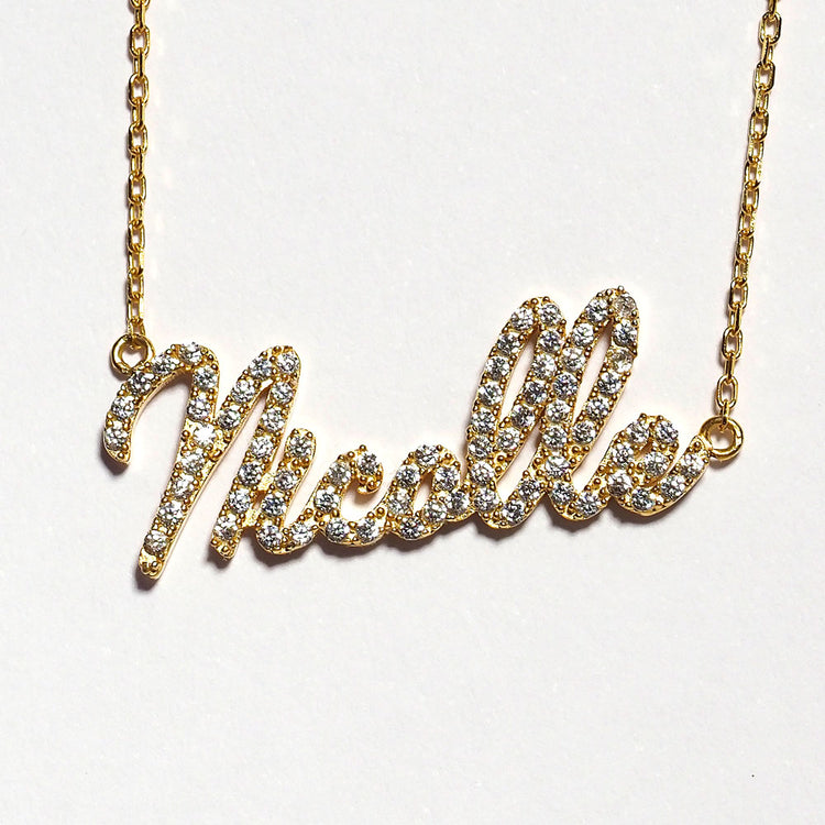 gold plate sterling silver name necklace