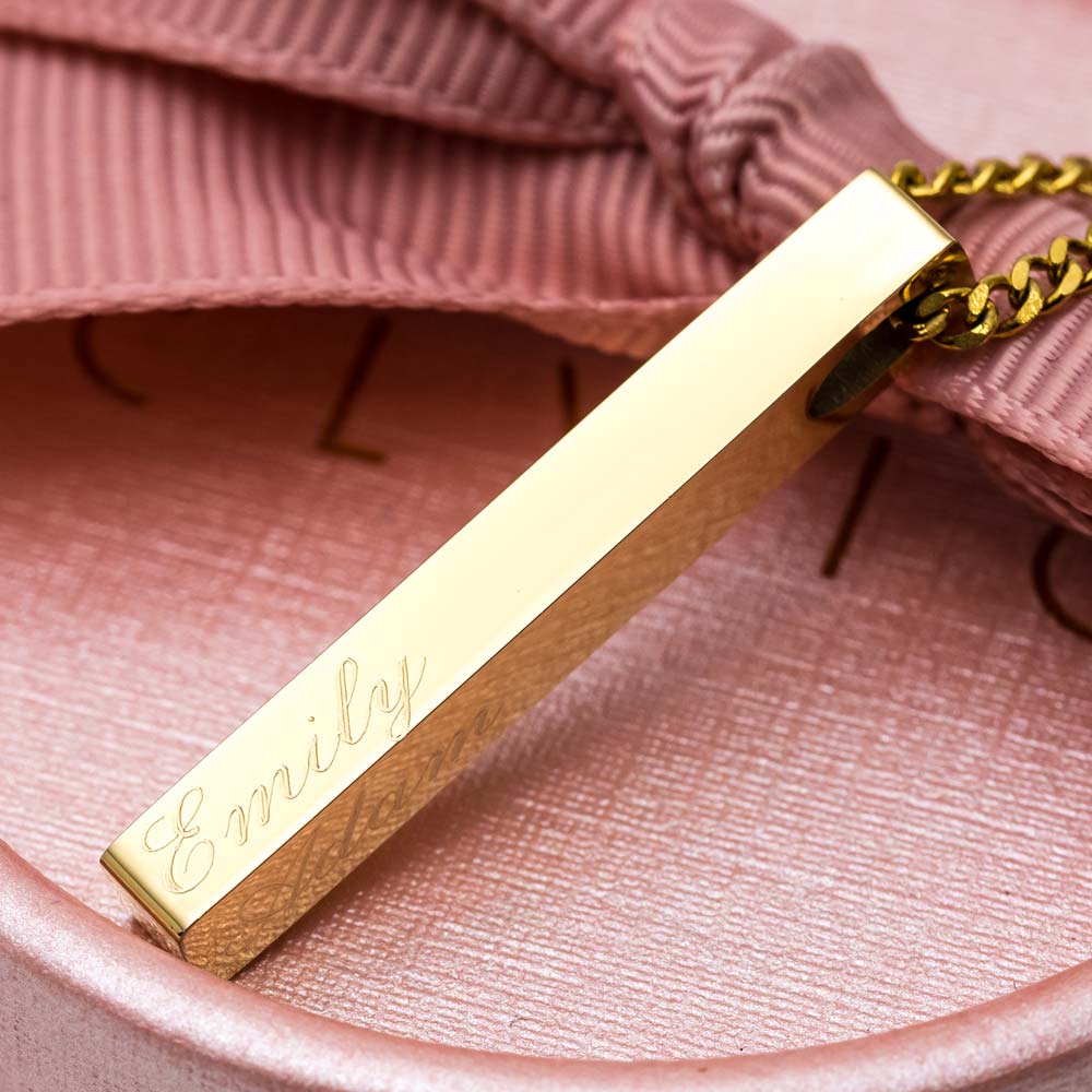 Engravable bar necklace