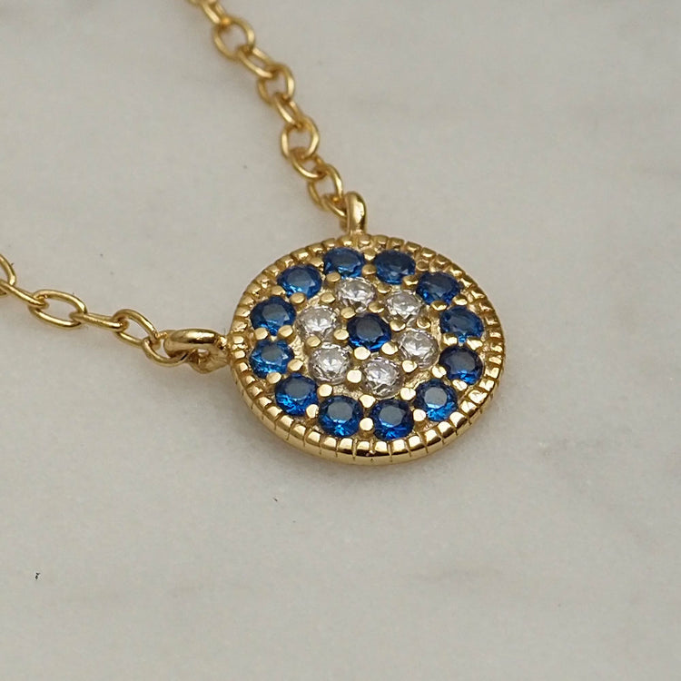 gold evil eye necklace, sterling silver evil eye necklace