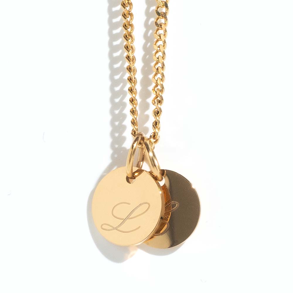 monogram necklace, gold necklace