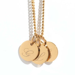 Engravable three disc gold necklace