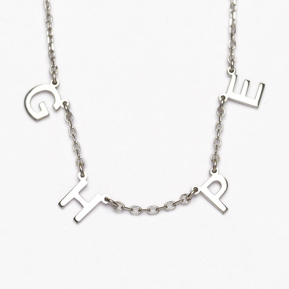 4 letter necklace in silver