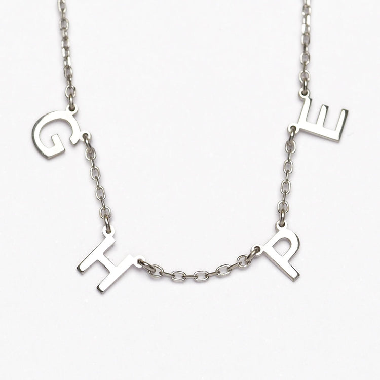 4 letter necklace in silver